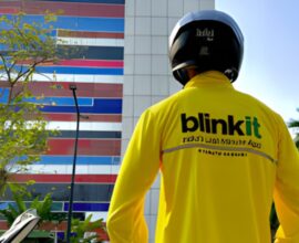 Blinkit delivery partner during gig workers protest over 10 minute delivery