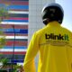 Blinkit delivery partner during gig workers protest over 10 minute delivery