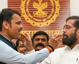 Mahayuti leaders and candidates celebrating after 66 candidates were elected unopposed in Maharashtra municipal elections