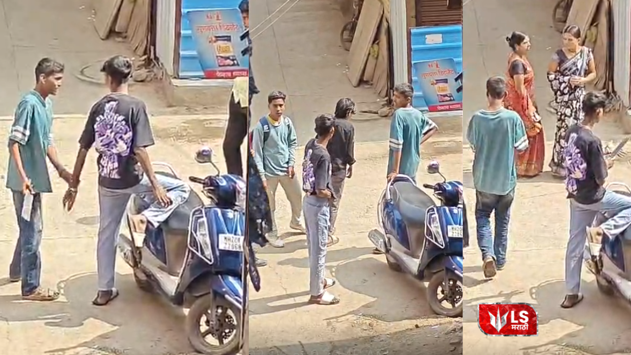 Schoolchildren creating a ruckus with sickles in their hands