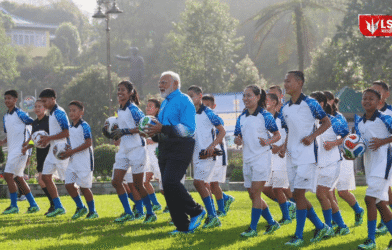 PM Modi football with children